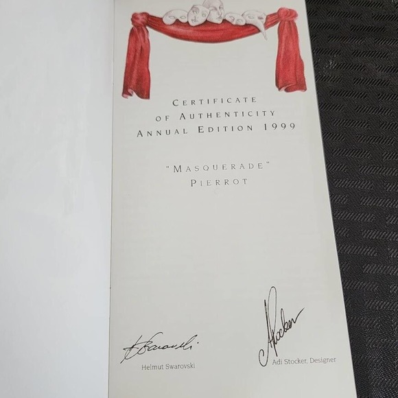 Swarovski Crystal Figurine SCS 1999 Masquerade Pierrot Box Stand COA Mint - Picture 7 of 16
